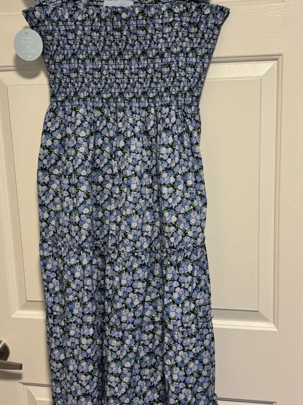 NEW Hill House Pansy Blue Smocked Midi Dress - Picture 2 of 5